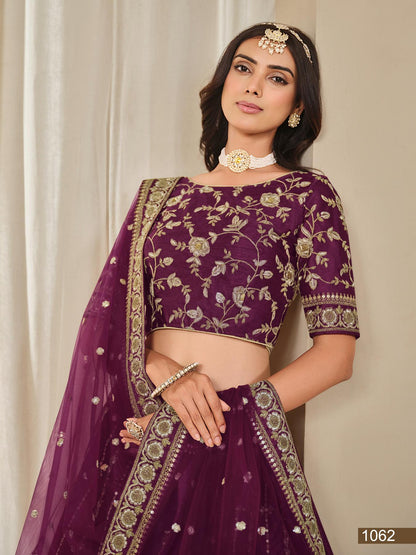 Anaita Purple Embroidered Heavy Art Silk Designer Lehenga With Blouse