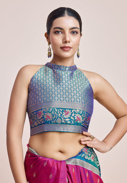 Monjolika Fashion Magenta Banarasi Silk In Satin Is Classy Embellished With Golden Zari Work Saree