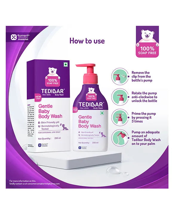 Torrent Pharma Tedibar Rich Moisturising Baby Body Wash - 250ml