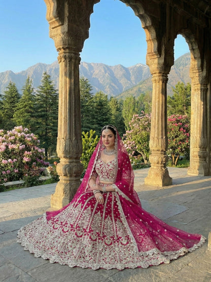 Anaita D Pink Net Lehenga Choli With Embroidery & Dori Sequence Work