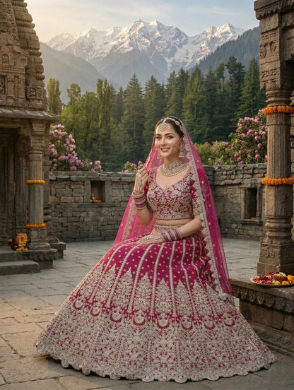 Anaita D Pink Net Lehenga Choli With Embroidery & Dori Sequence Work