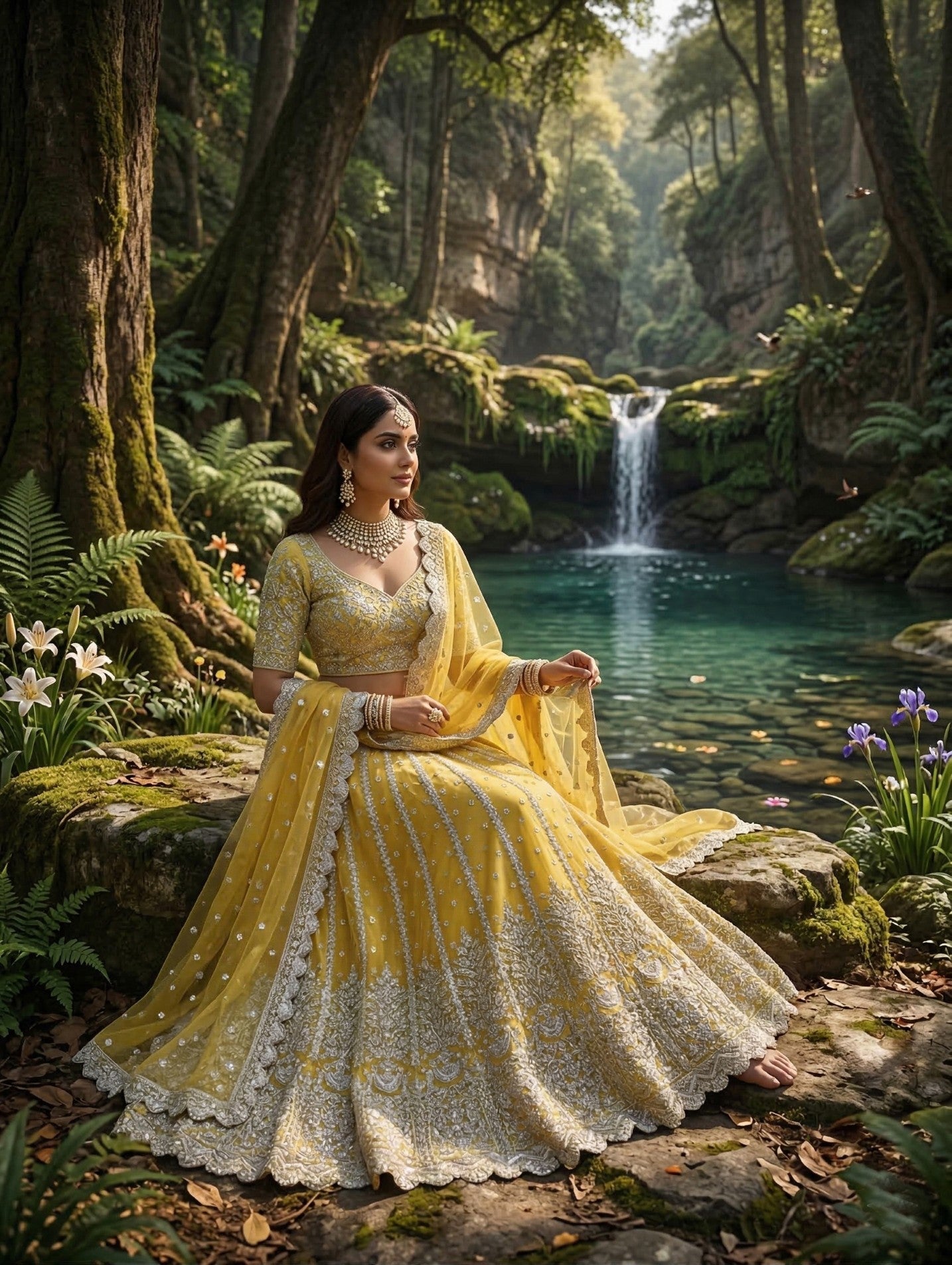 Anaita Yellow Net Lehenga Choli With Embroidery & Dori Sequence Work