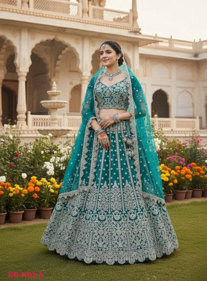 Anaita Blue Net Lehenga Choli With Embroidery & Dori Sequence Work