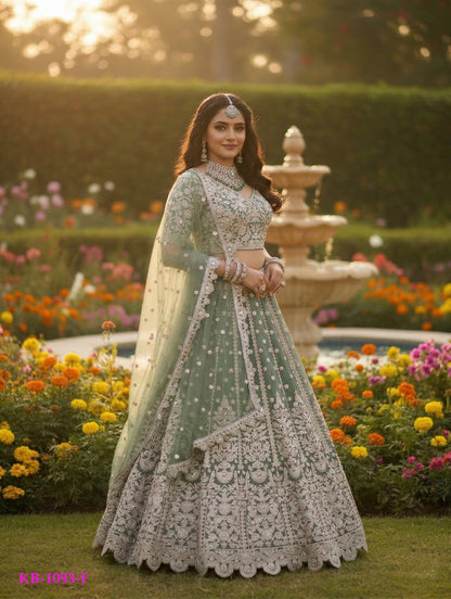 Anaita Green Net Lehenga Choli With Embroidery & Dori Sequence Work
