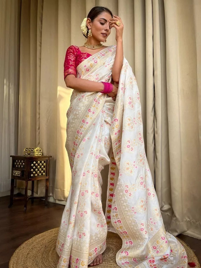 Banarasi Soft Silk Saree Blouse,Party Wear Classic Sari