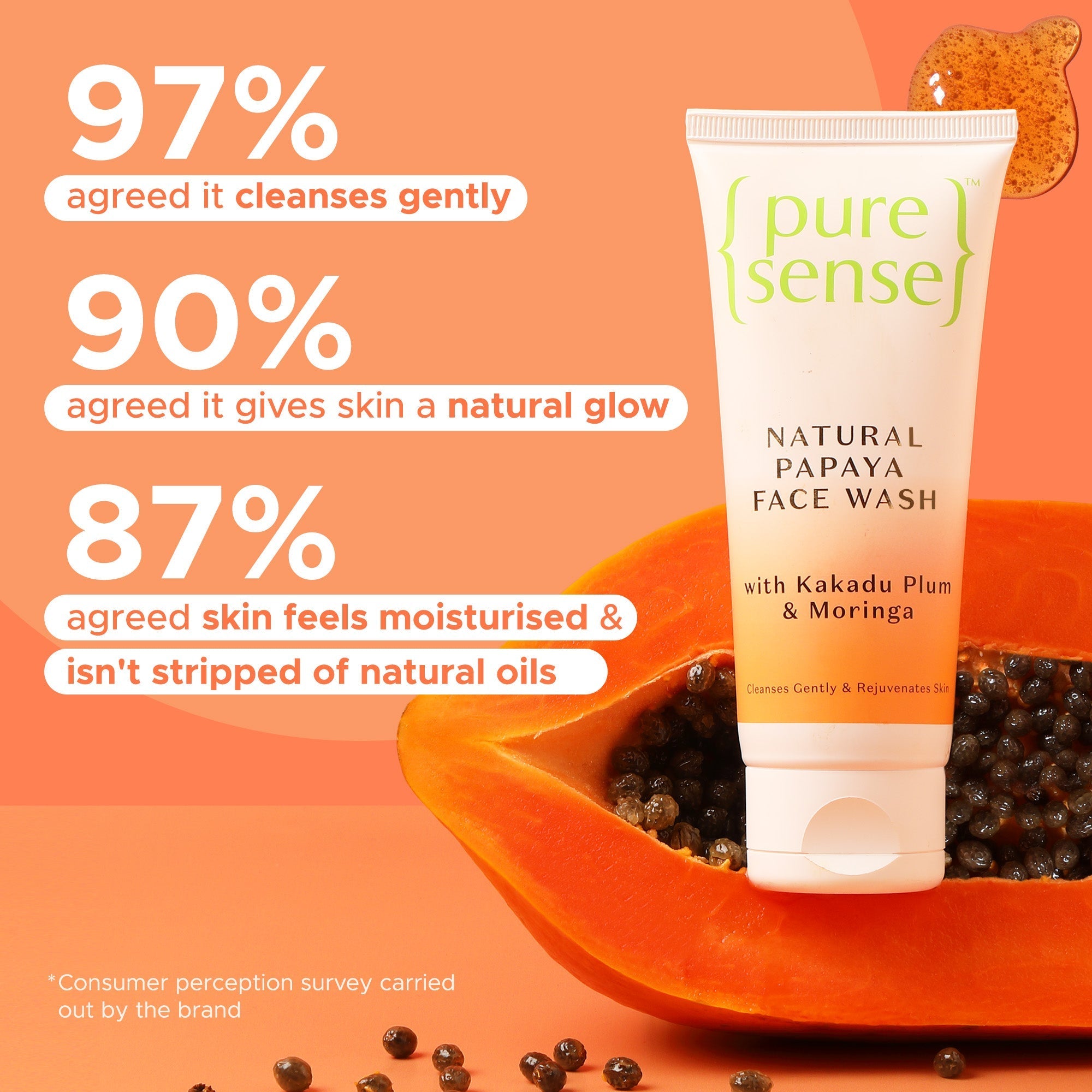 Puresense Natural Papaya Face Wash - 100 ml