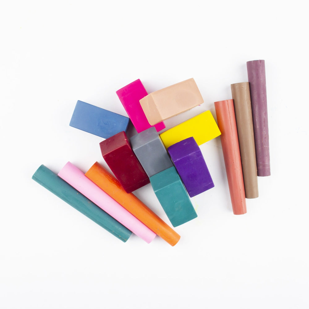 Azafran Organic Block & Pencil Crayons (8 Blocks & 6 Pencils) - 111 gms