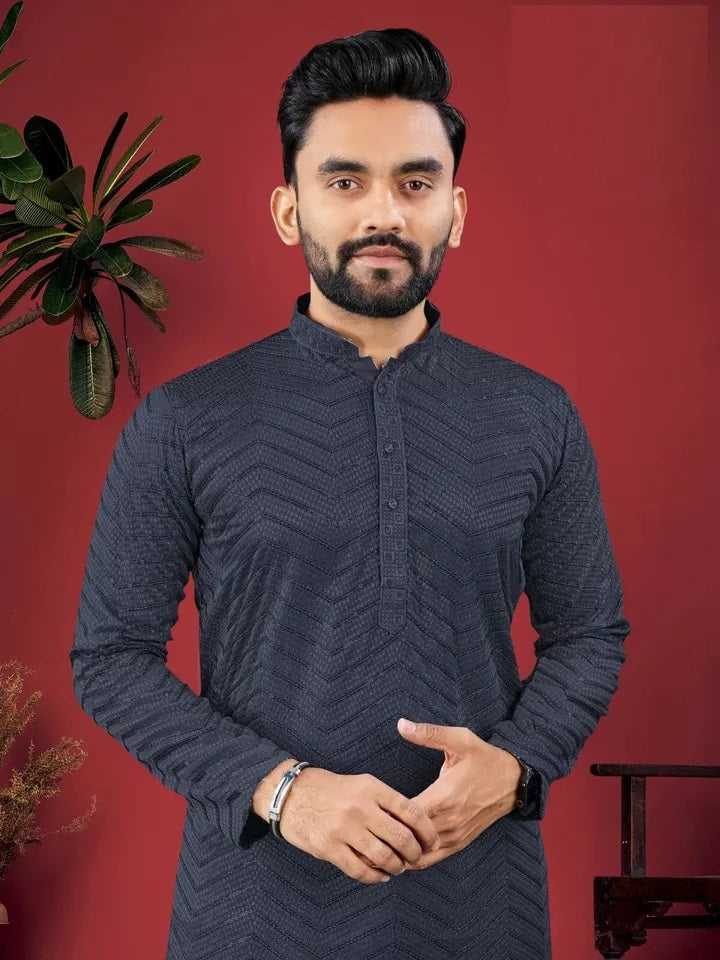 Men's Full Stitched Rayon Viscose Indian Bollywood Ethnic Kurta Pajama Set