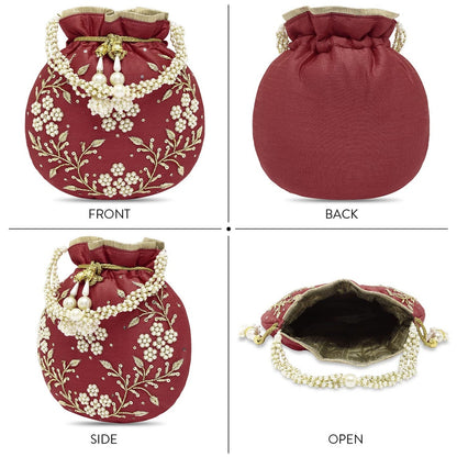 Maroon Potli Bags Valentines gift for her