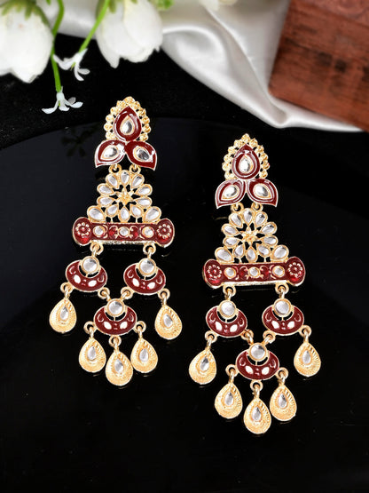 Shoshaa Red Contemporary Drop Earrings