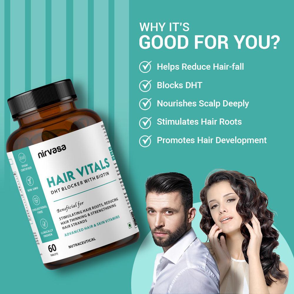 Nirvasa Anti Hairfall Shampoo & Hair Vitals Tablets & Hair Vitals Serum Combo