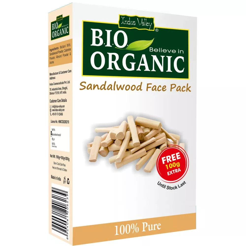 Indus Valley Bio Organic Sandalwood Face Pack Powder - 100 gms