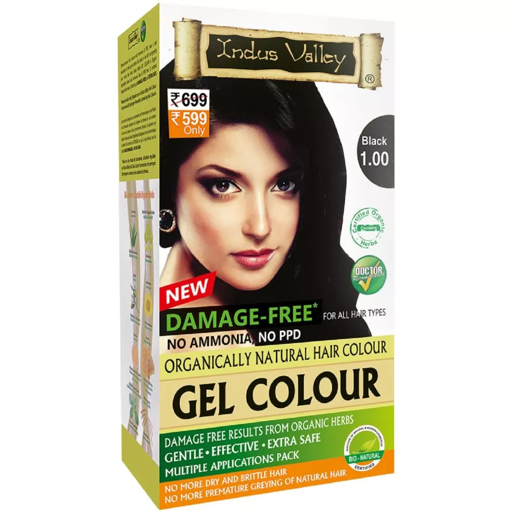 Indus Valley Organically Natural Gel Black 1.00 Hair Color - 220 gms