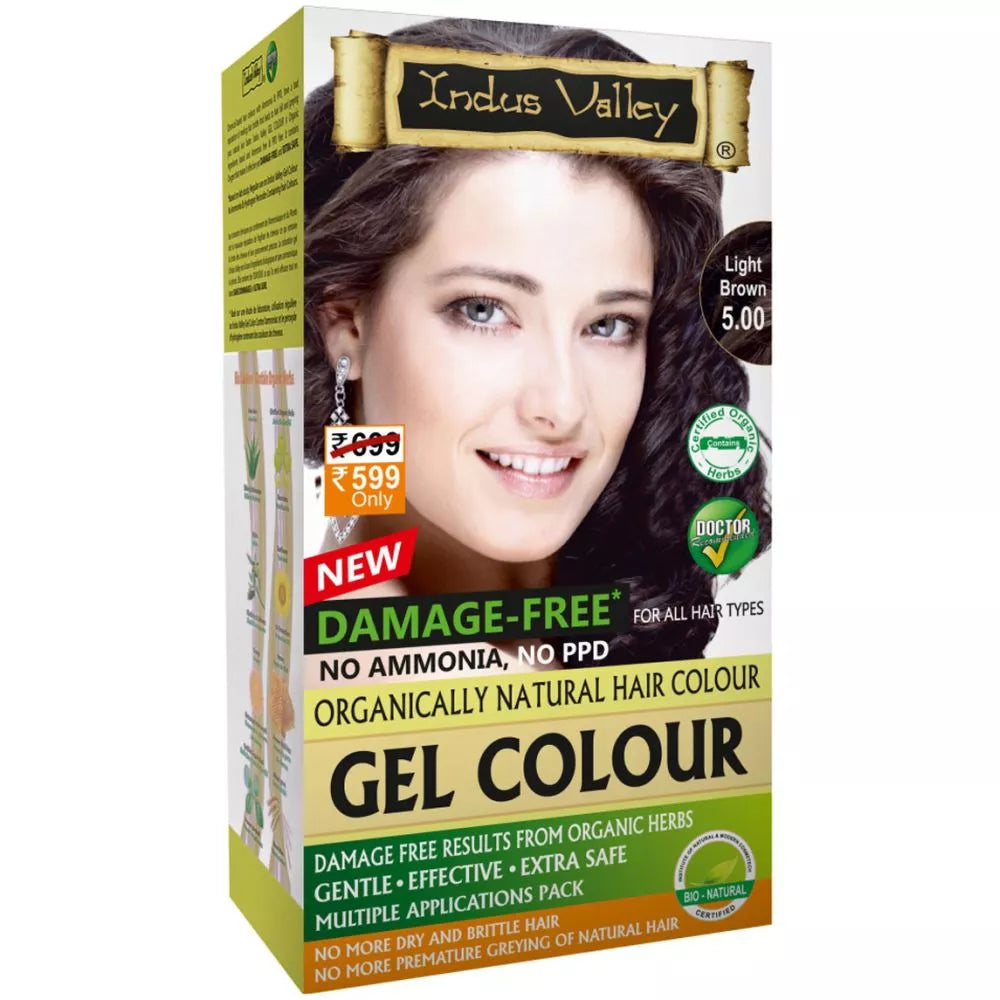 Indus Valley Organically Natural Gel Hair Color Light Brown 5.0 - 220 gms