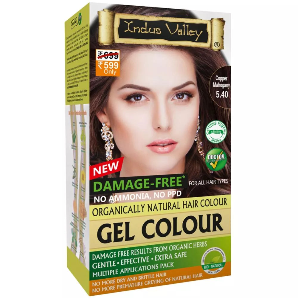Indus Valley Organically Natural Gel Hair Color Copper Mahogany 5.4 - 220 gms