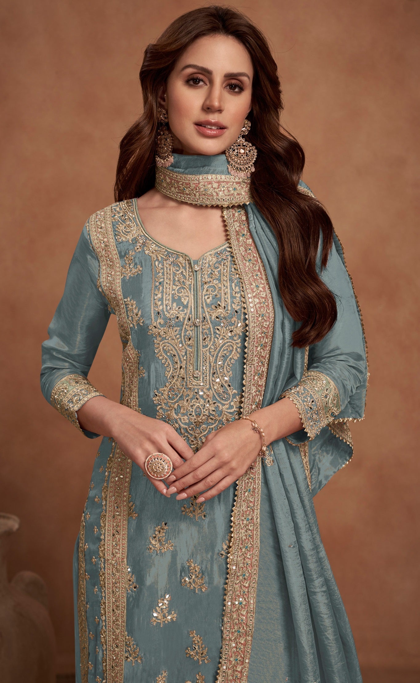 Anaita Grey Embroidered Silk Salwar Suit
