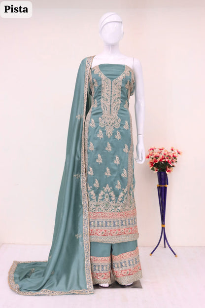 Anaita Sea Green Embroidered Silk Salwar Suit