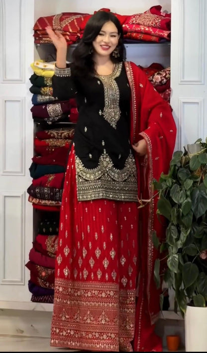Anaita Black Chinon Silk Readymade Suit with Embroidery & Sequence Work
