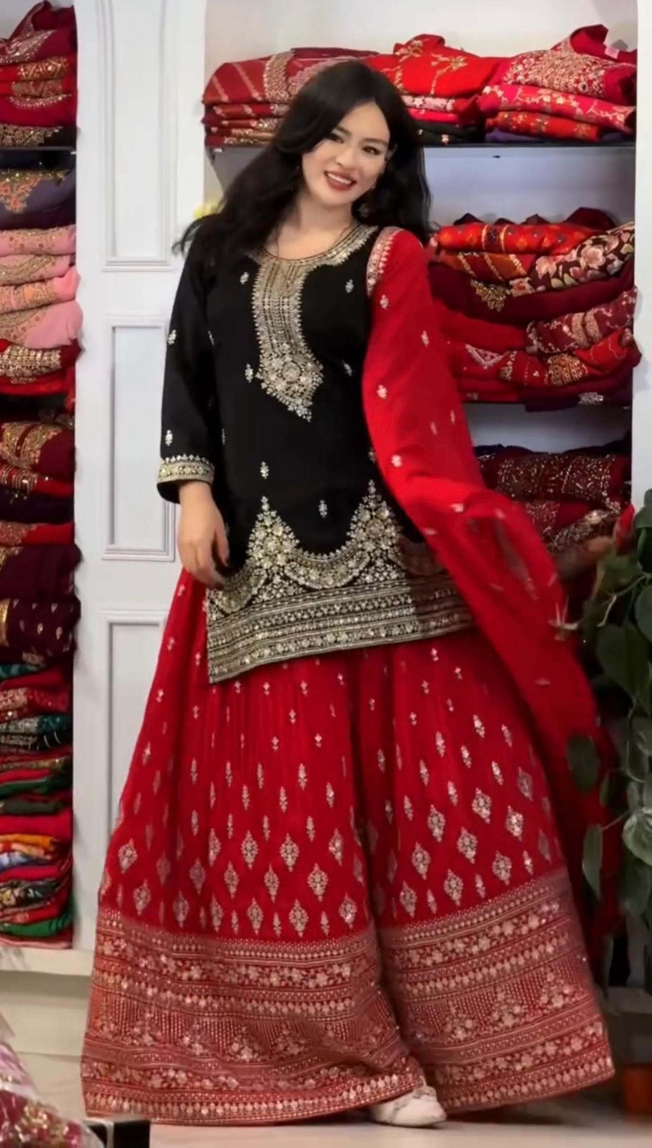 Anaita Black Chinon Silk Readymade Suit with Embroidery & Sequence Work