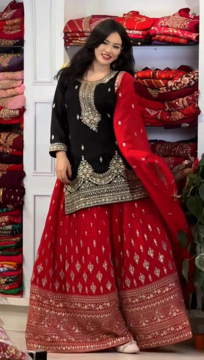 Anaita Black Chinon Silk Readymade Suit with Embroidery & Sequence Work