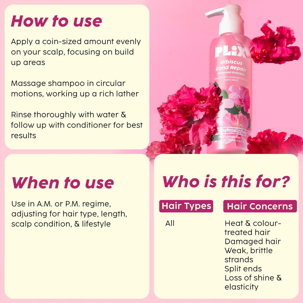 Plix Hibiscus Bond Repair Advanced Shampoo - 200 ml