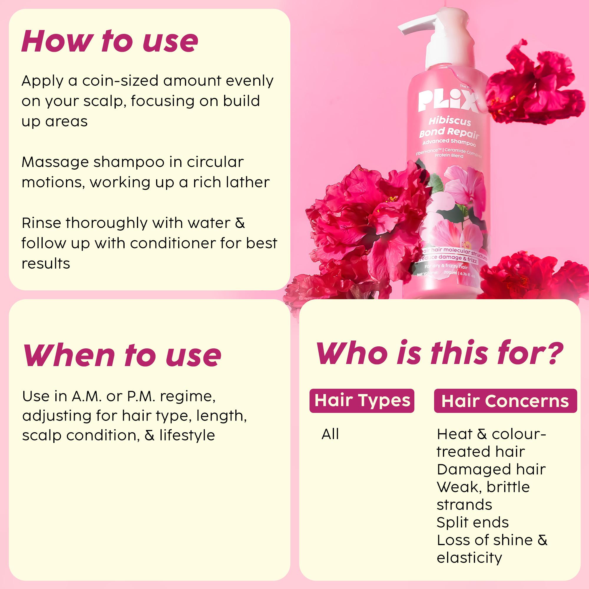 Plix Hibiscus Bond Repair Advanced Shampoo - 200 ml