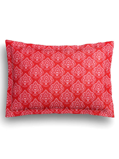 SEJ by Nisha Gupta Red Printed 180 TC Cotton Double Bedsheet with 2 Pillow Covers