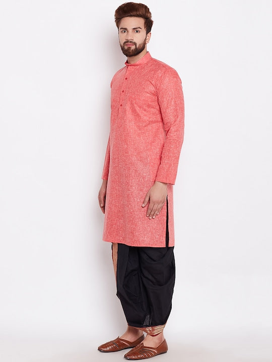Sojanya Men Coral Solid Straight Kurta
