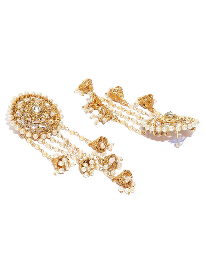 Shining Diva Gold-Toned & White Classic Jhumkas