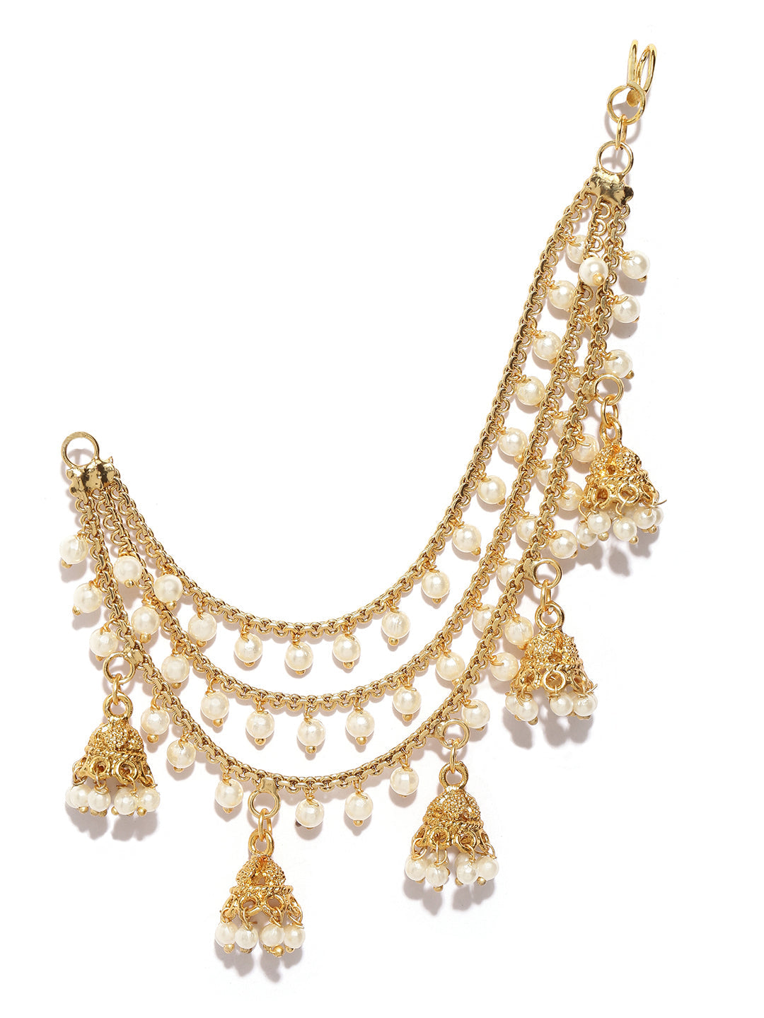 Shining Diva Gold-Toned & White Classic Jhumkas