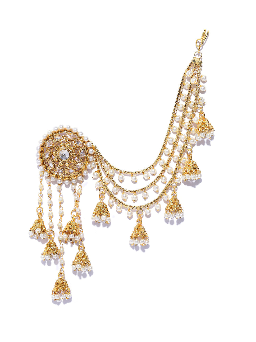 Shining Diva Gold-Toned & White Classic Jhumkas