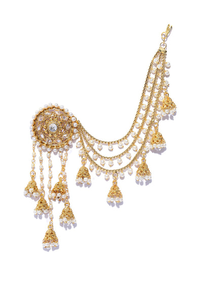 Shining Diva Gold-Toned & White Classic Jhumkas