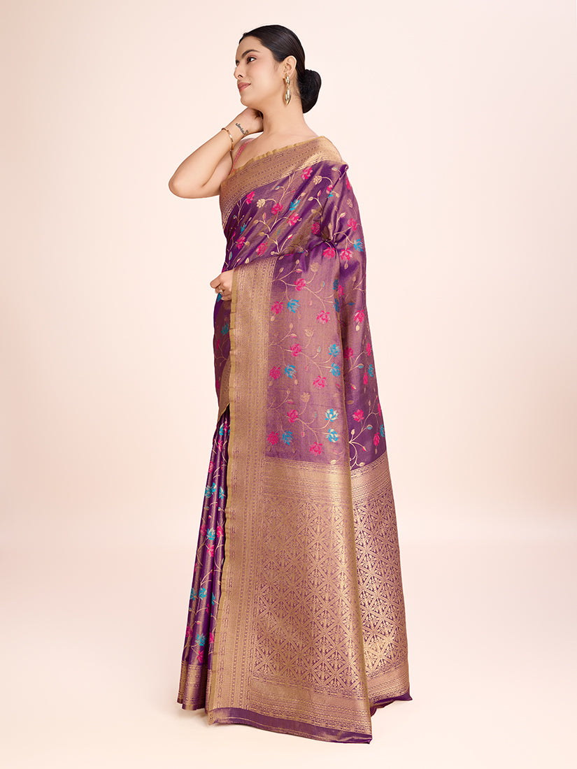 Monjolika Fashion Exquisite Designs With This Regal Light Brown Rich Look Banarasi Tissue Silk Saree