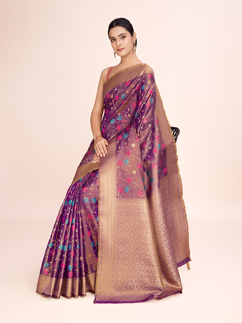 Monjolika Fashion Exquisite Designs With This Regal Light Brown Rich Look Banarasi Tissue Silk Saree