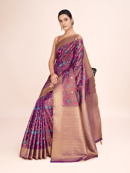 Monjolika Fashion Exquisite Designs With This Regal Light Brown Rich Look Banarasi Tissue Silk Saree