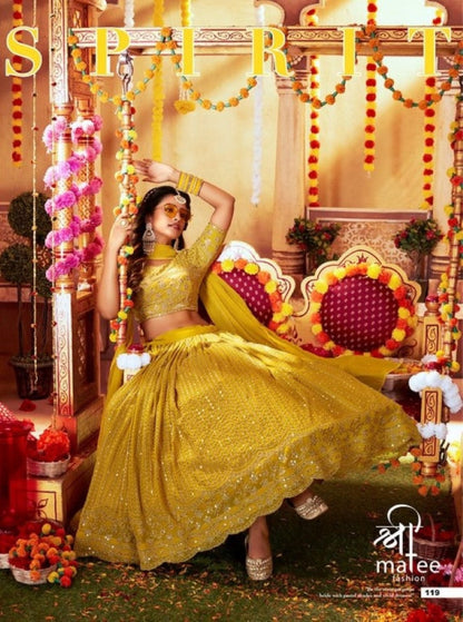 Anaita Yellow Georgette Lehenga Choli With Sequence & Thread Work