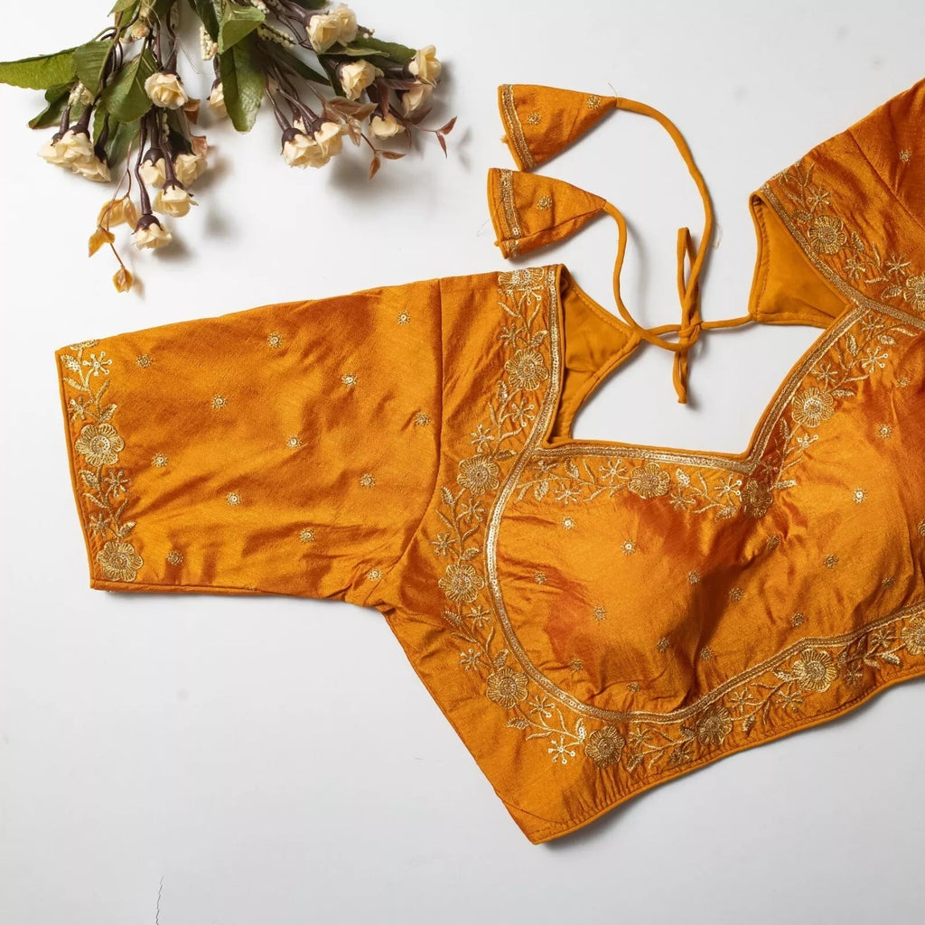 Wedding Exclusive Full Stitched Olive Silk Blouse & Choli