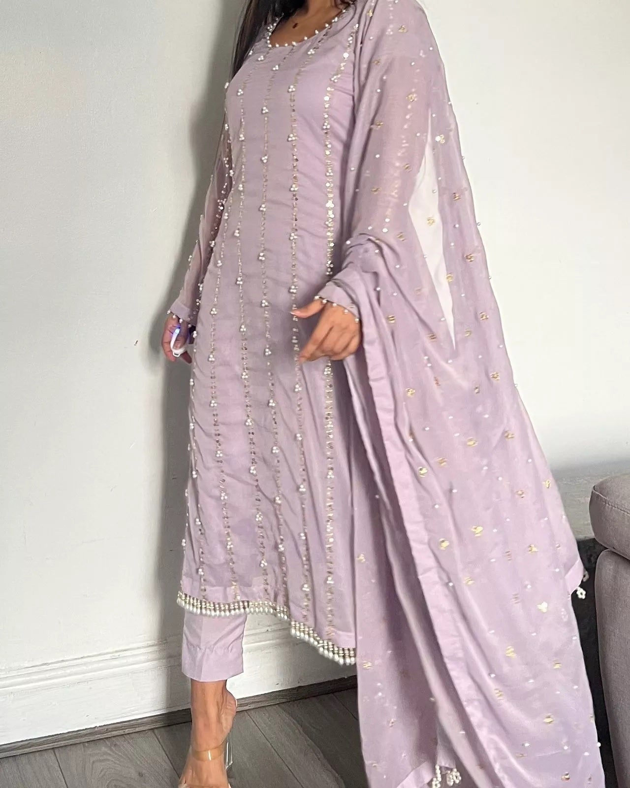 Full Stitched Faux Georgette Top Pant & Dupatta