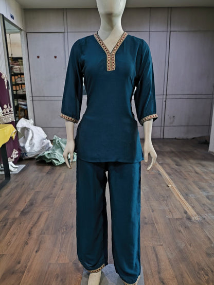 Anaita Teal Stylish Readymade Co-Ords Set