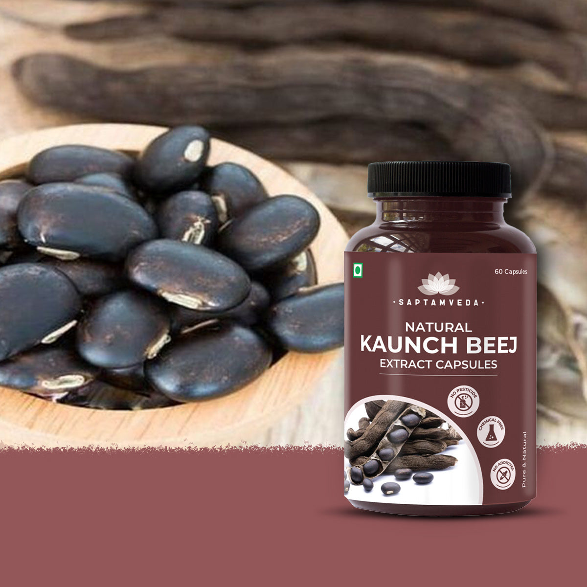 Saptamveda Natural Kaunch Beej - 60 tabs