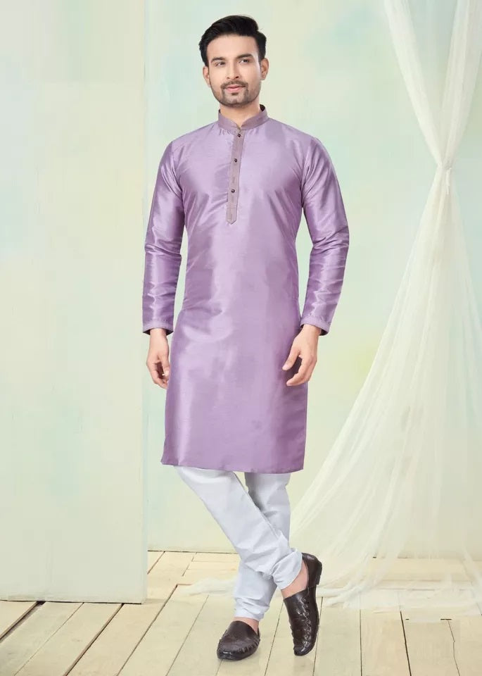 Men's Classic Pure Silk Kurta Pajama Set, Wedding Party Wear Kurta Set