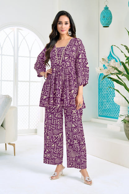 Anaita Purple Stylish Readymade Co-Ords Set