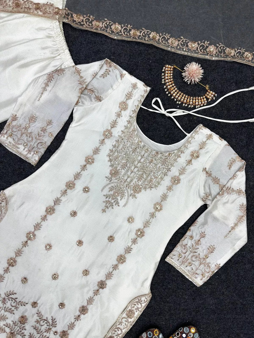 Chinon Silk Traditional Wedding Wear Latest Top Sharara & Dupatta