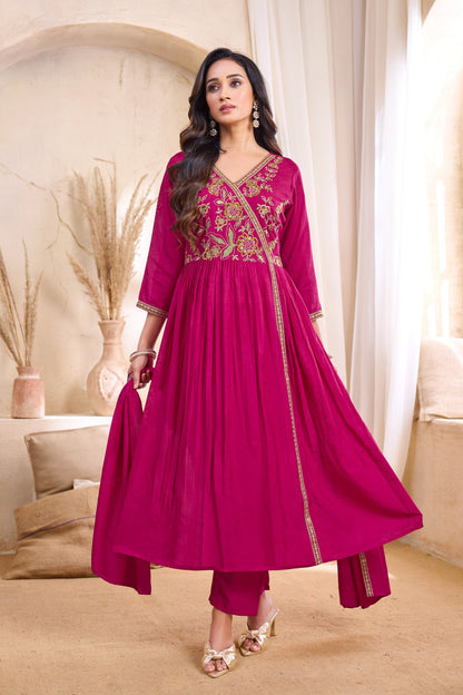 Anaita Pink Anarkali Readymade Suit with Embroidery Work
