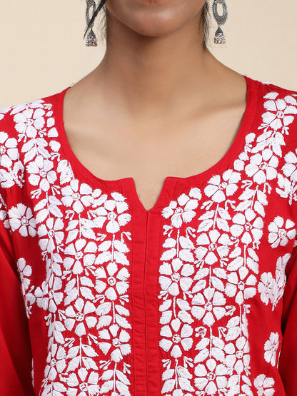 HOUSE OF KARI Women Embroidered Chikankari Cotton Kurta