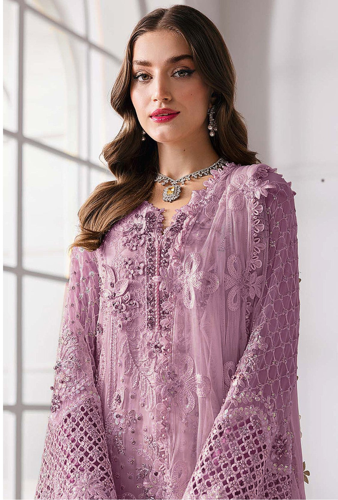 Anaita Purple Fox Georgette Suit With Khatli & Sequence Work