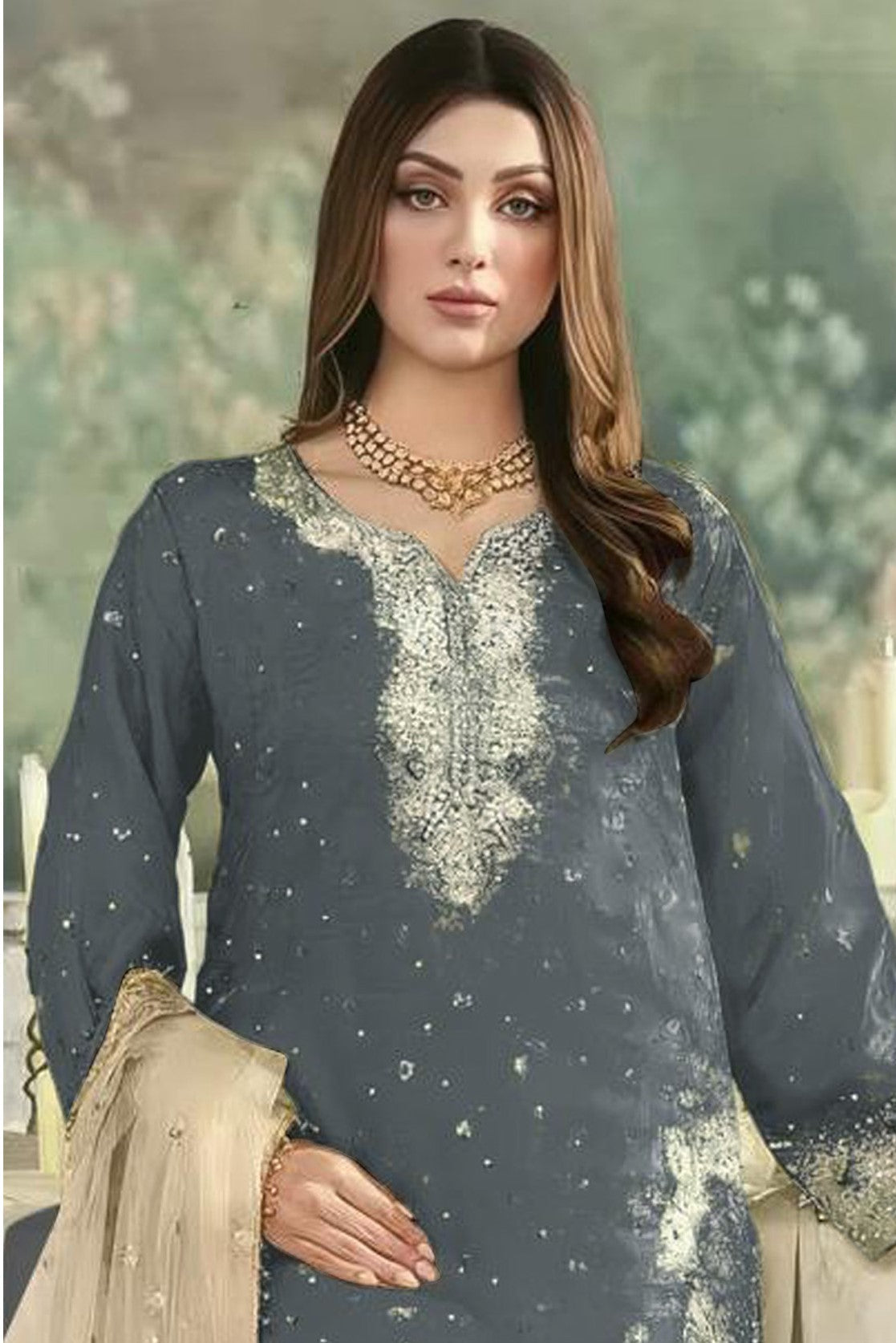 Anaita Grey Jimmy Choo Suit With Embroidery & Sequence Work