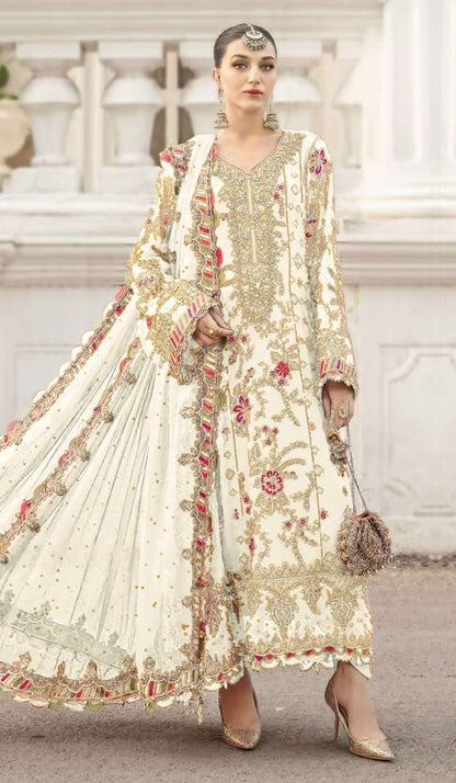 Anaita White Silk Suit With Embroidery & Sequence Work