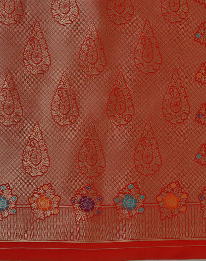 Monjolika Fashion Dark Pink Banarasi Silk Blend SareeWith Zari Woven Detailing