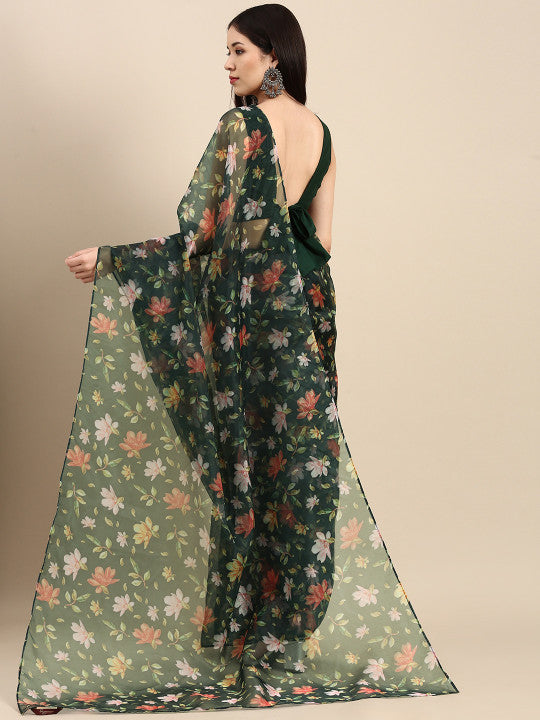Sangria Women Floral Printed Saree with Blouse Piece